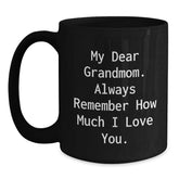 Grandmom Love Gifts from Family Members - Funny Quote Black Coffee Mug, Perfect for Christmas Unique Presents - Main